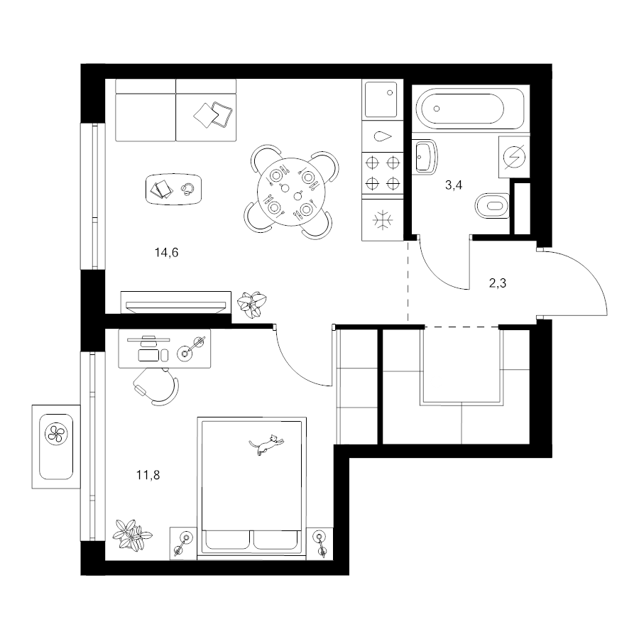 1 ккв 35,5 м²