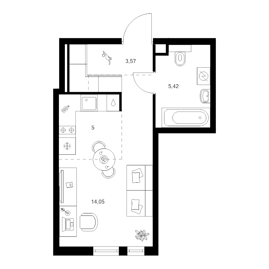 Студия 28,8 м²