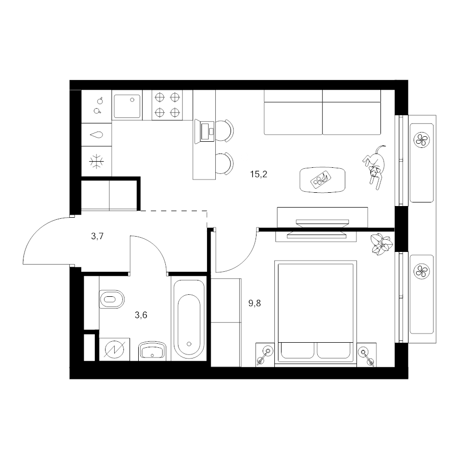 2 ккв (Евро) 32,3 м²