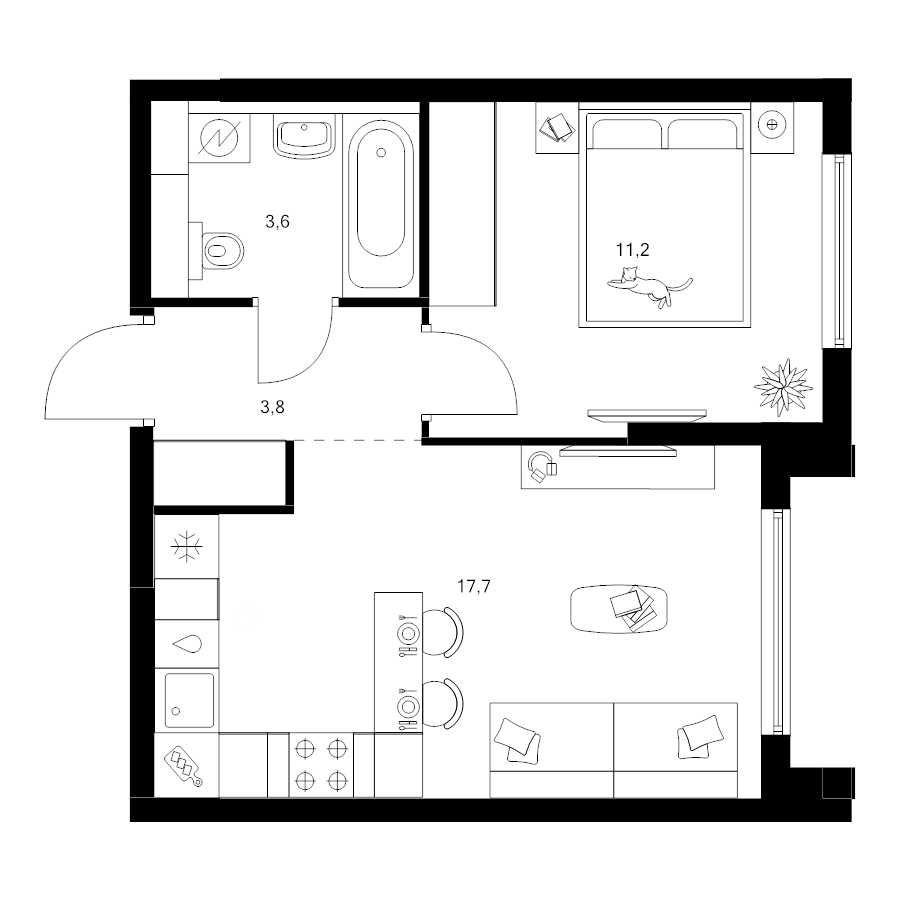 2 ккв (Евро) 36,3 м²
