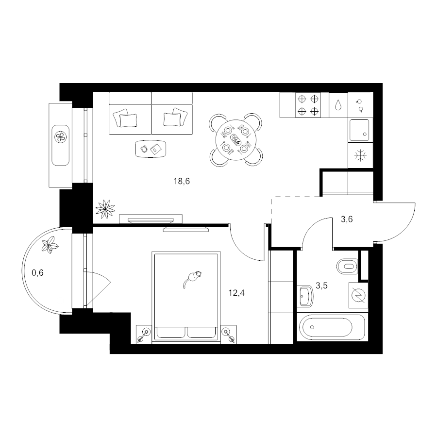 2 ккв (Евро) 38,7 м²