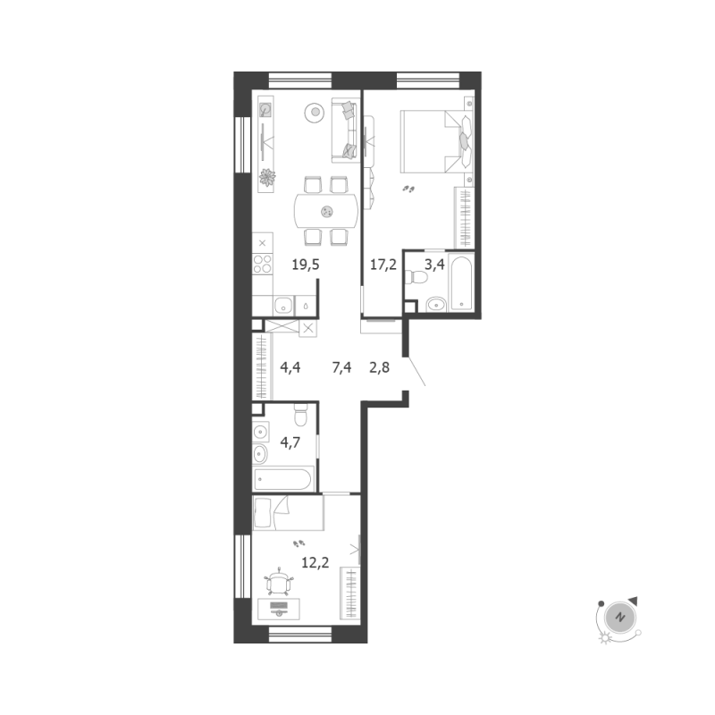 3 ккв (Евро) 71,6 м²