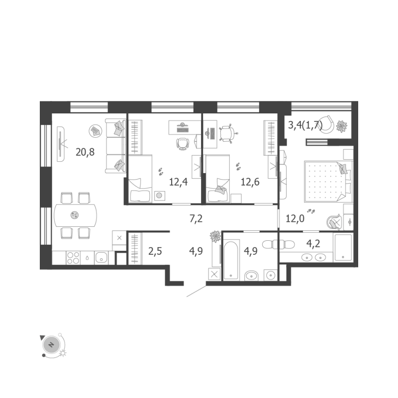 4 ккв (Евро) 83,2 м²