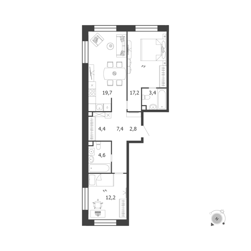 3 ккв (Евро) 71,7 м²