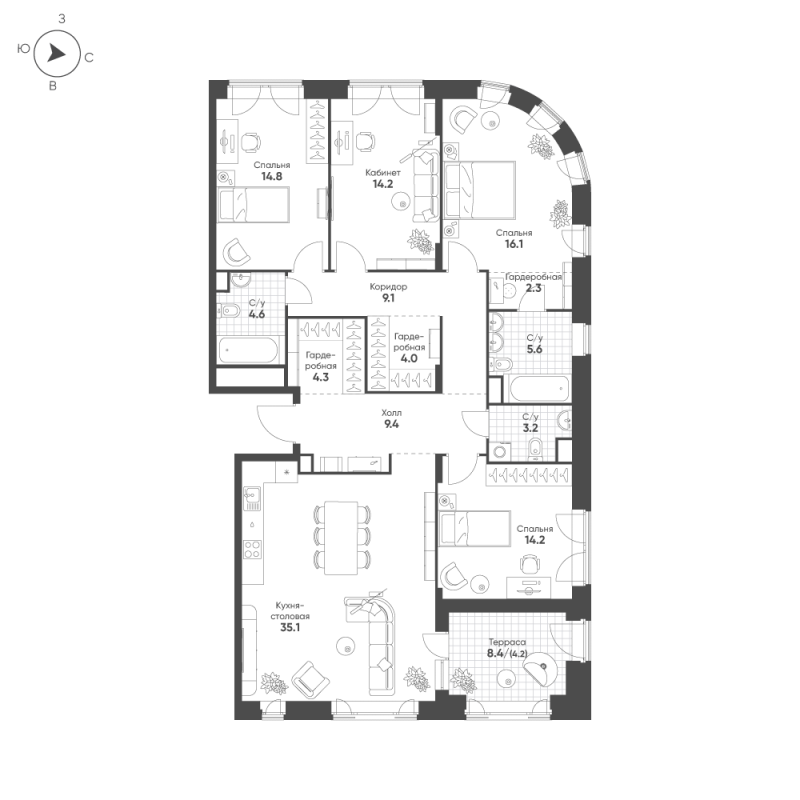 5 ккв (Евро) 141,1 м²
