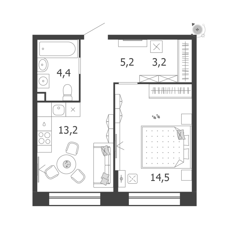 1 ккв 40,5 м²