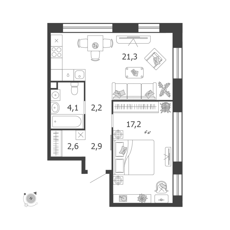 2 ккв (Евро) 50,3 м²