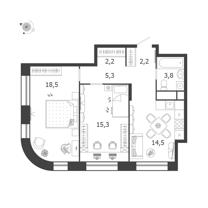 2 ккв 61,8 м²