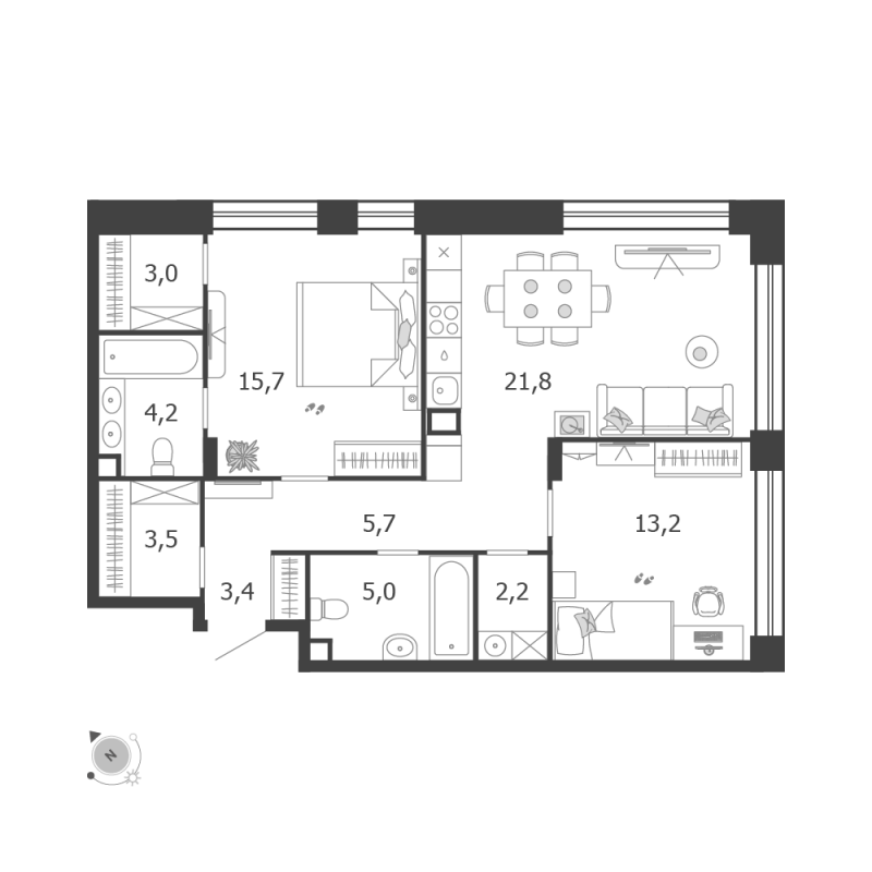 3 ккв (Евро) 77,7 м²