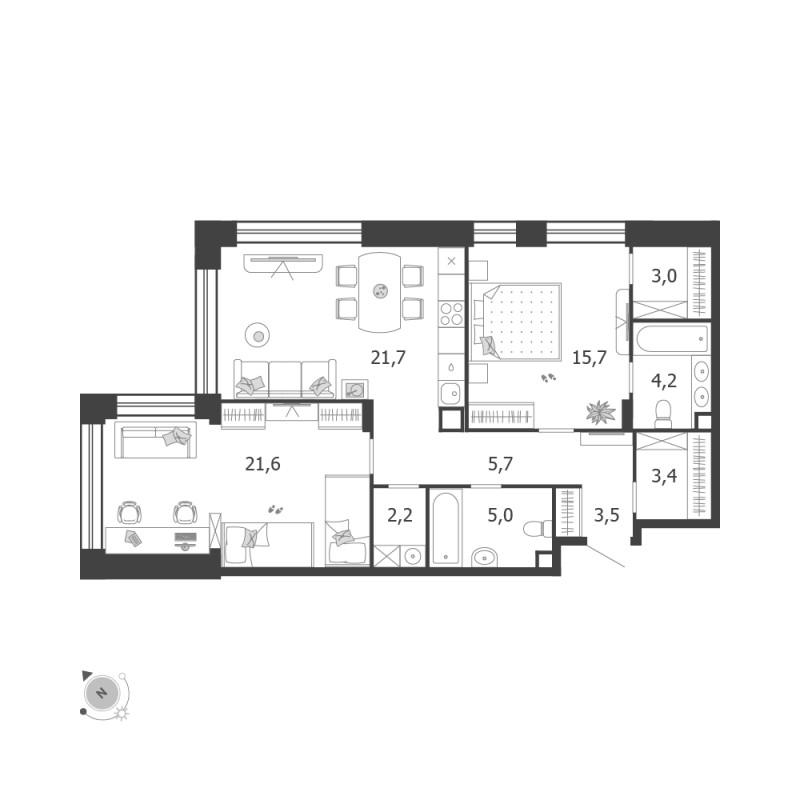 3 ккв (Евро) 86 м²