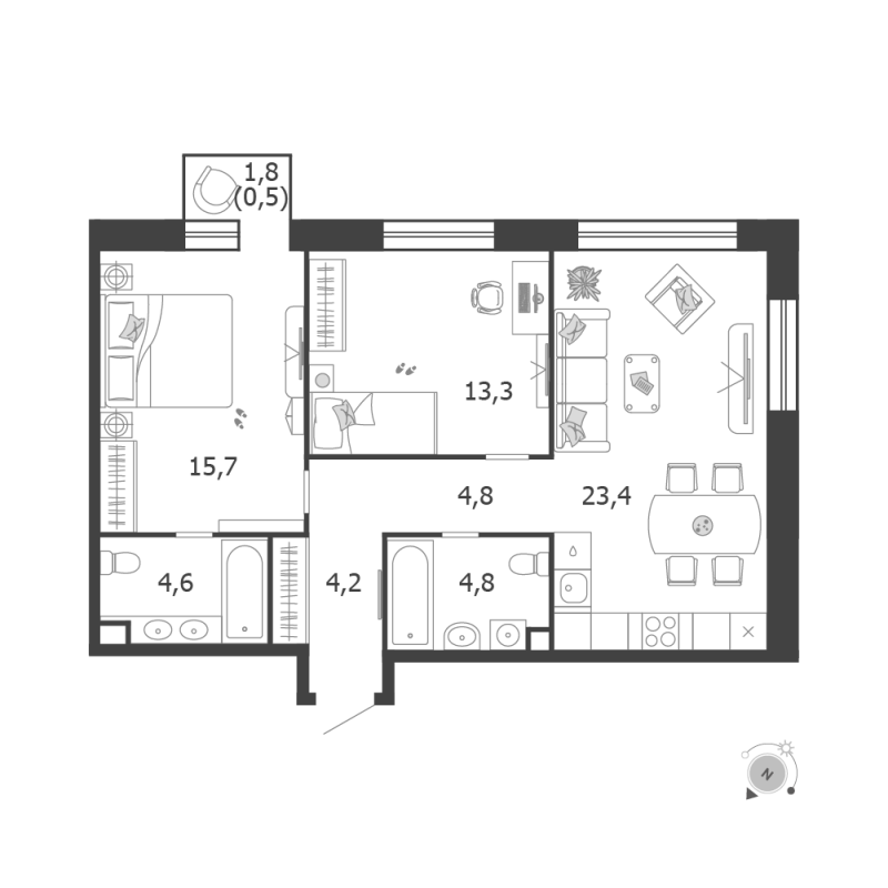 3 ккв (Евро) 71,3 м²