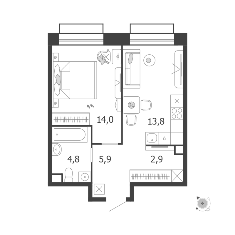 1 ккв 41,4 м²