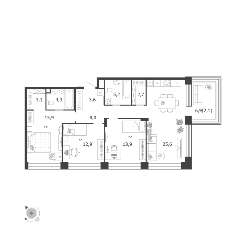 4 ккв (Евро) 97,3 м²