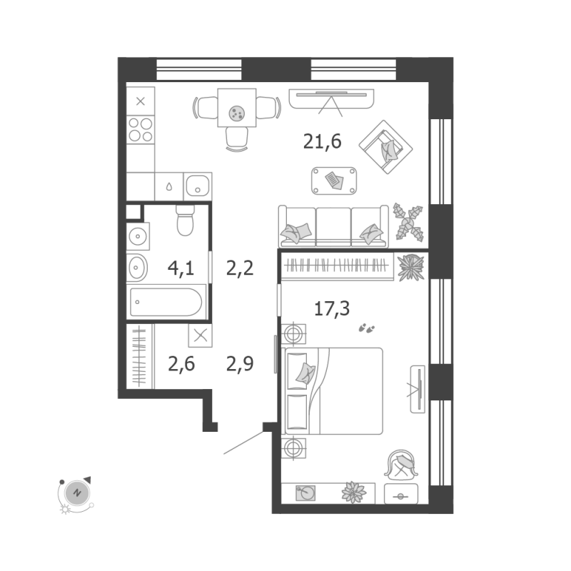 2 ккв (Евро) 50,7 м²