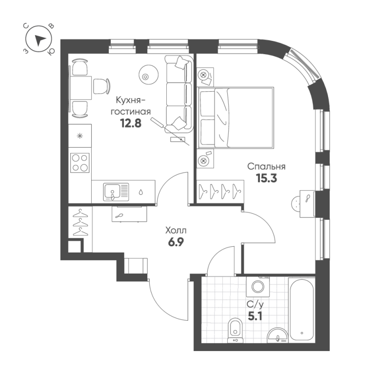 1 ккв 40,1 м²