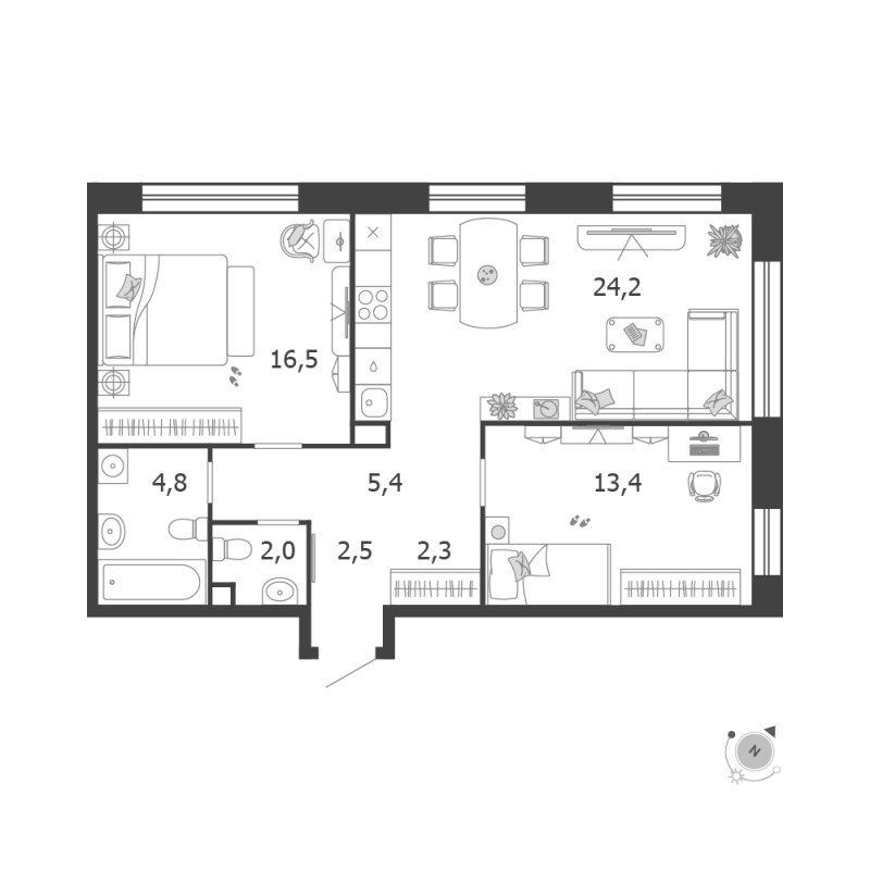 3 ккв (Евро) 71,1 м²