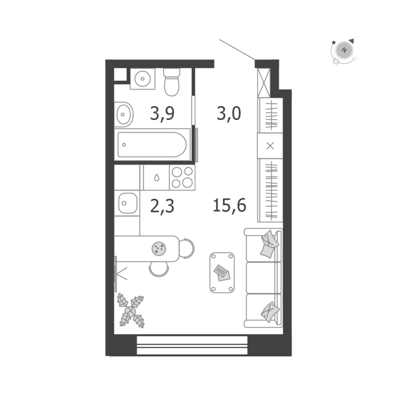 Студия 24,8 м²