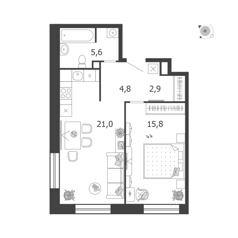 2 ккв (Евро) 50,1 м²