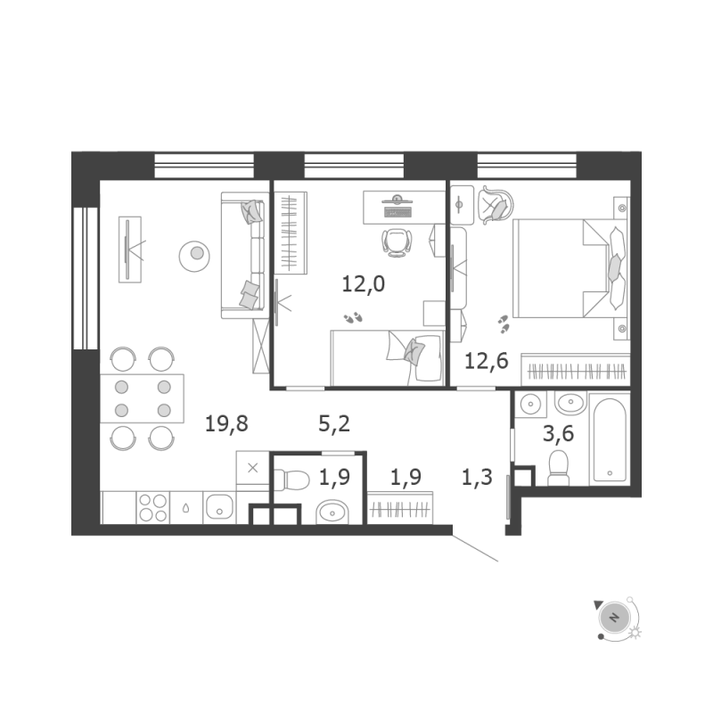 3 ккв (Евро) 58,3 м²