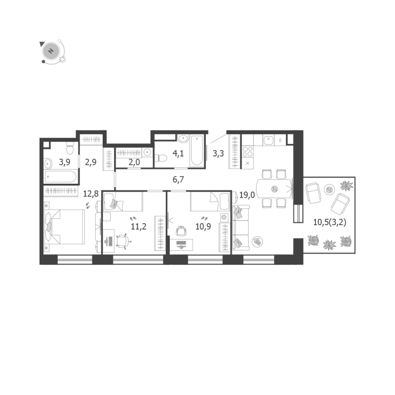 4 ккв (Евро) 80 м²