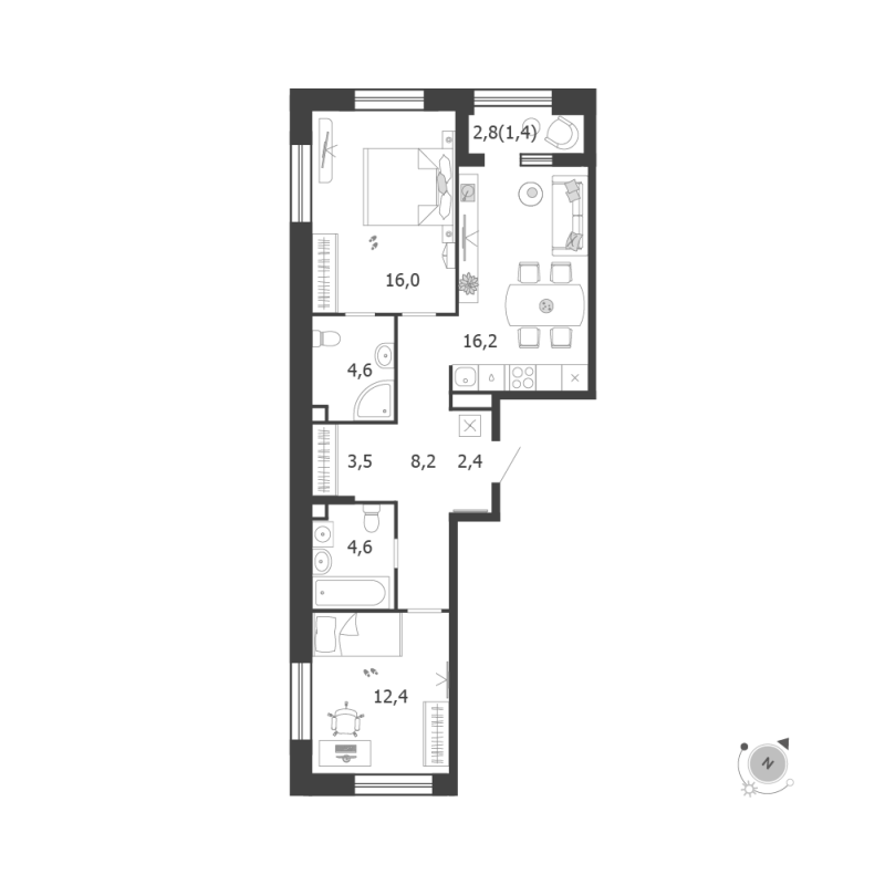 3 ккв (Евро) 69,3 м²