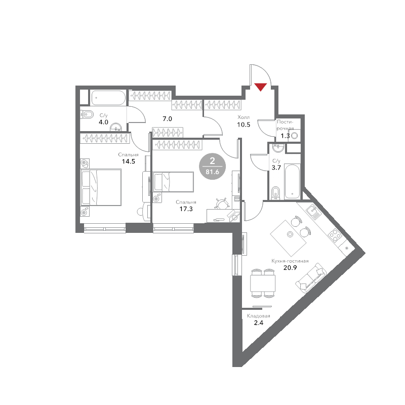 3 ккв (Евро) 82,1 м²