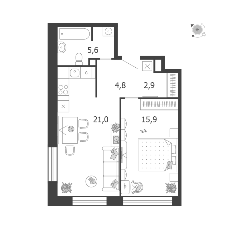 2 ккв (Евро) 50,2 м²