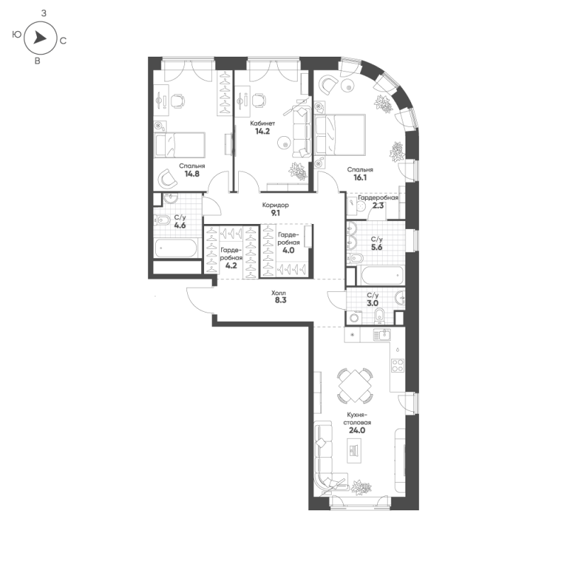 4 ккв (Евро) 110,2 м²
