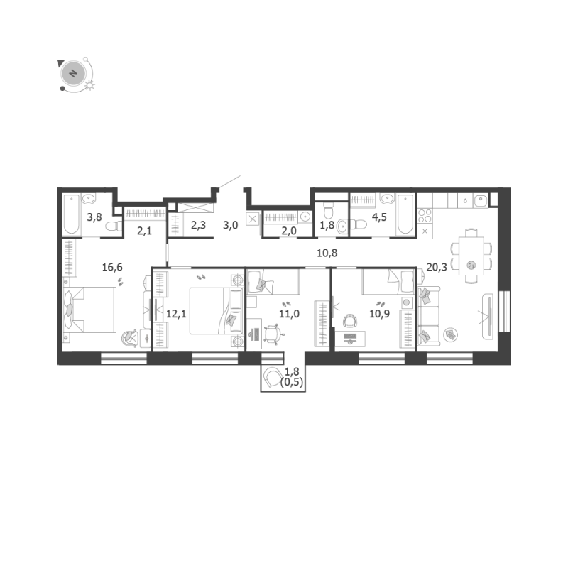 5 ккв (Евро) 101,7 м²
