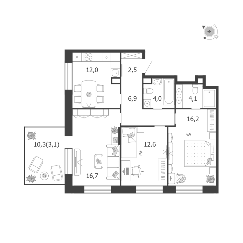 3 ккв 78,1 м²