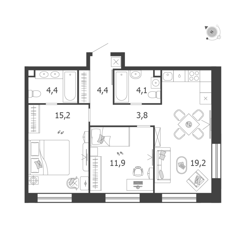 3 ккв (Евро) 63 м²