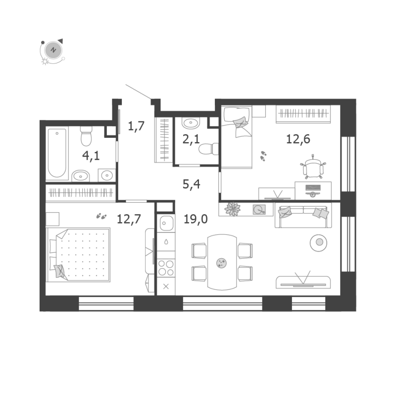 3 ккв (Евро) 57,6 м²