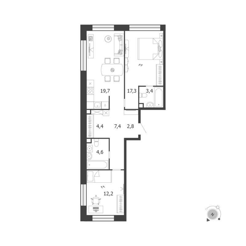 3 ккв (Евро) 71,8 м²