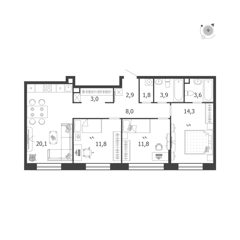 4 ккв (Евро) 81,2 м²