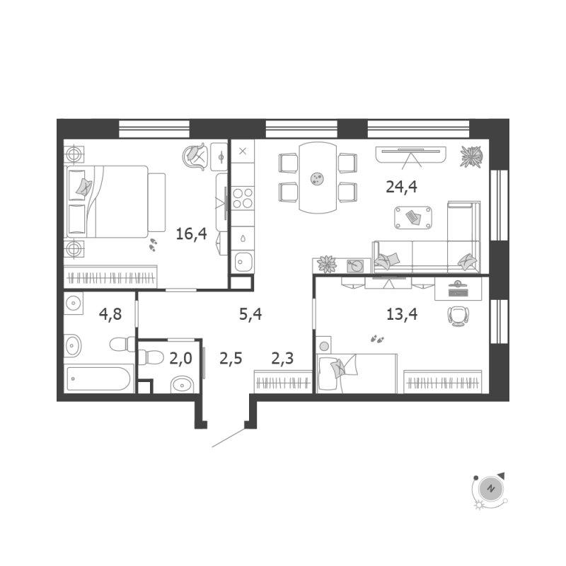 3 ккв (Евро) 71,2 м²
