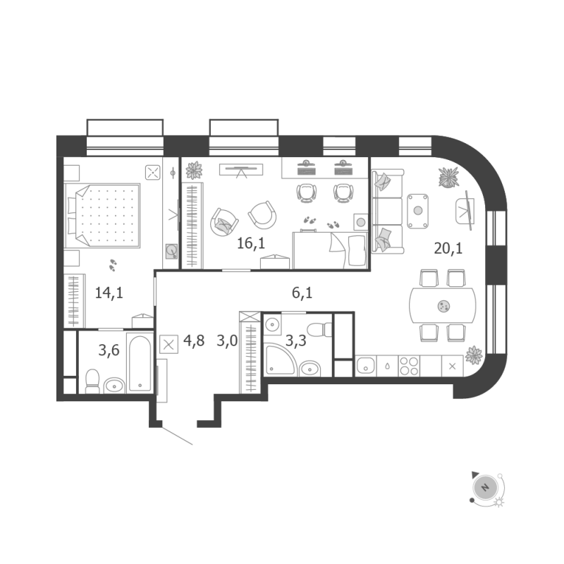3 ккв (Евро) 71,1 м²