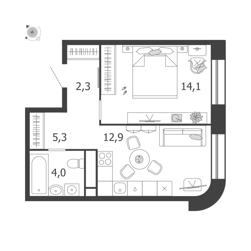 1 ккв 38,6 м²