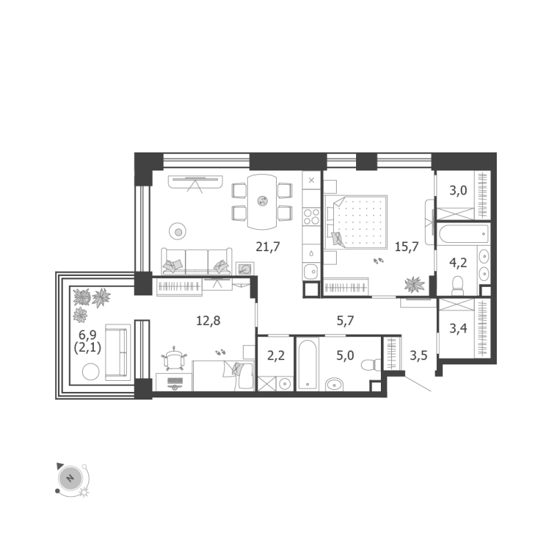 3 ккв (Евро) 79,3 м²