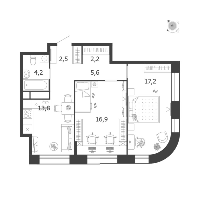 2 ккв 62,4 м²