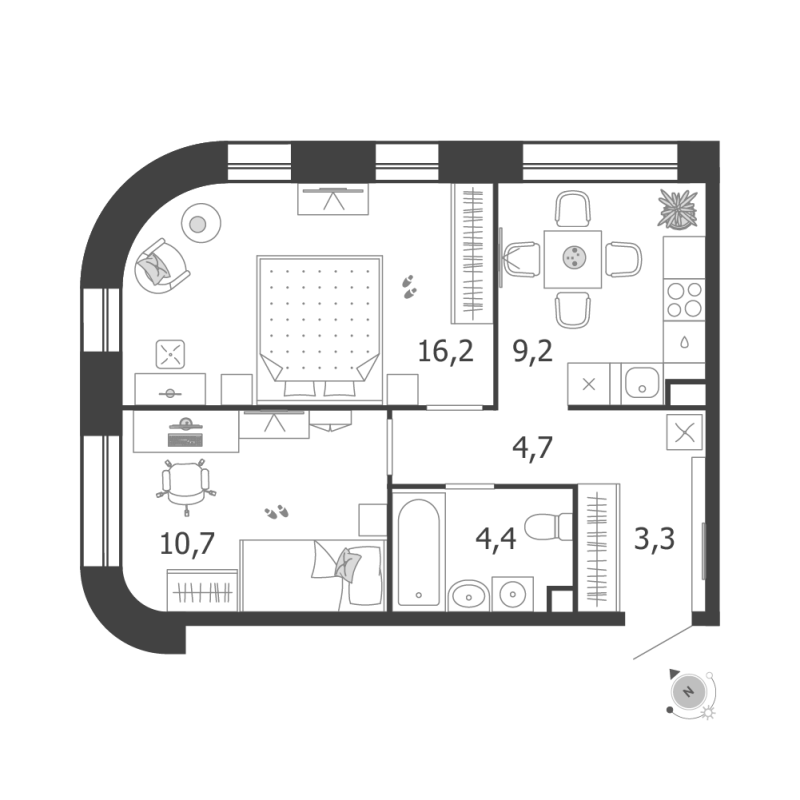 2 ккв 48,5 м²