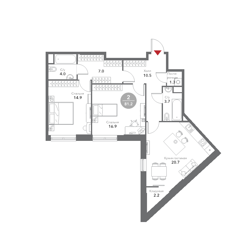 3 ккв (Евро) 81,8 м²