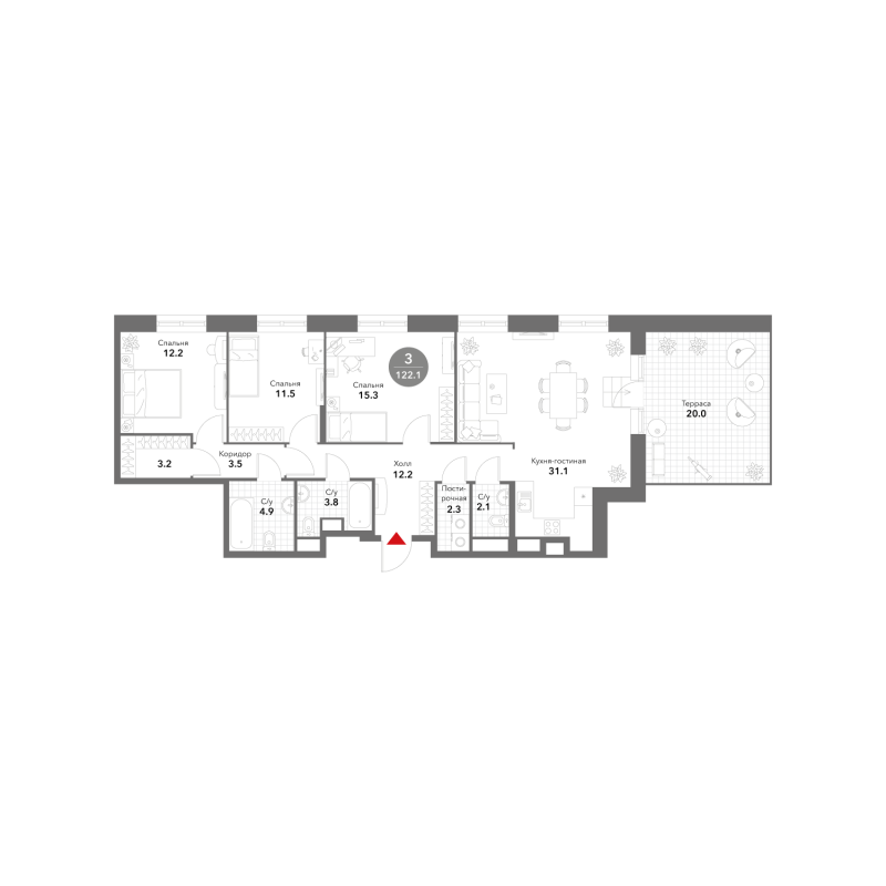 4 ккв (Евро) 126,5 м²