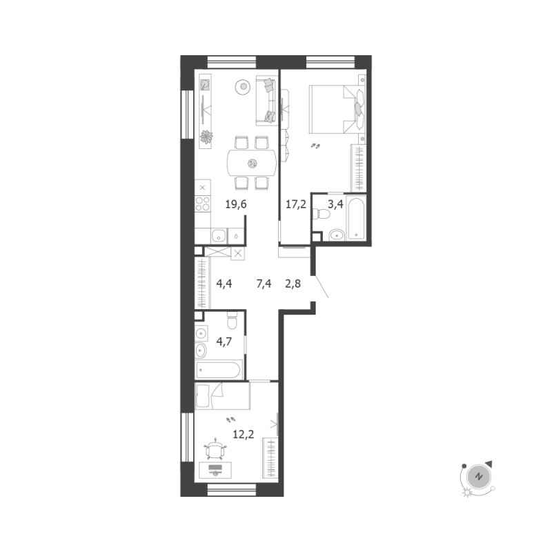 3 ккв (Евро) 71,7 м²