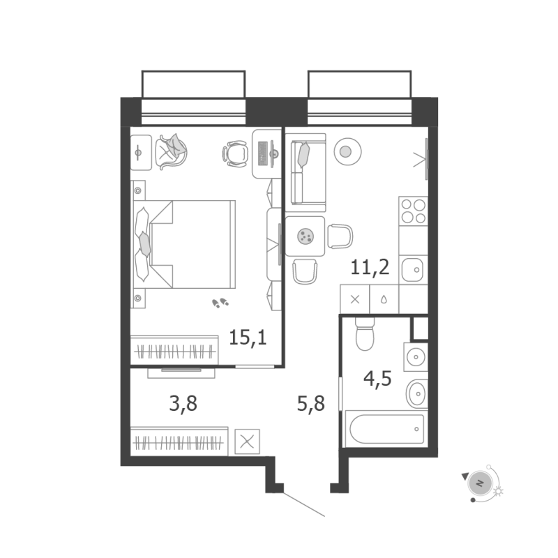 1 ккв 40,4 м²