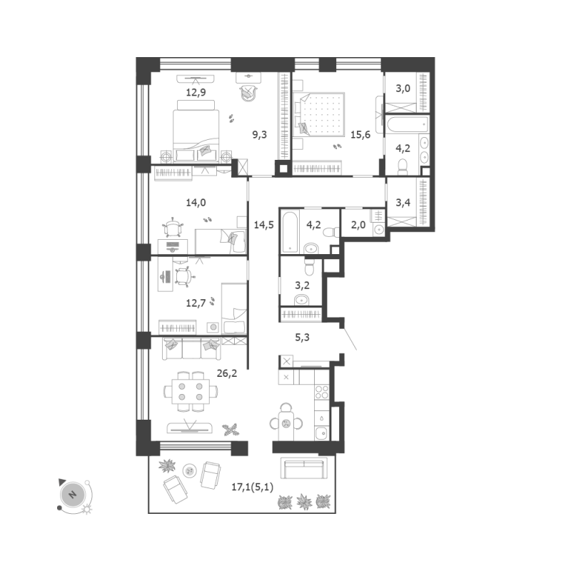 5 ккв (Евро) 135,6 м²