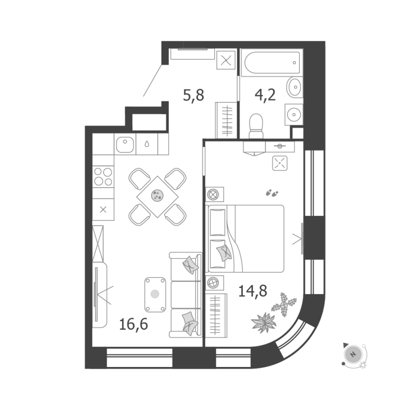2 ккв (Евро) 41,4 м²