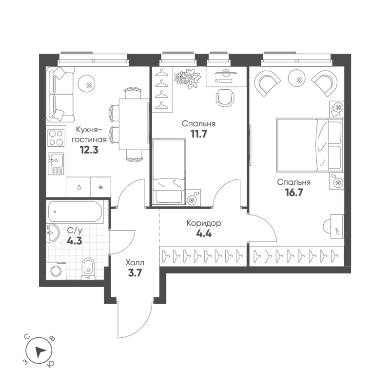 2 ккв 53,1 м²