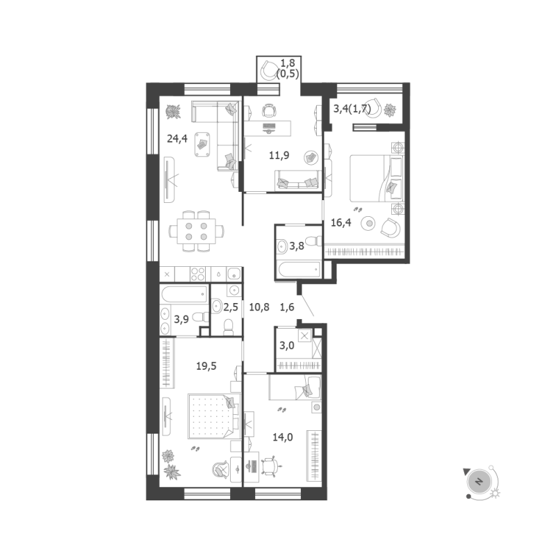 5 ккв (Евро) 114 м²