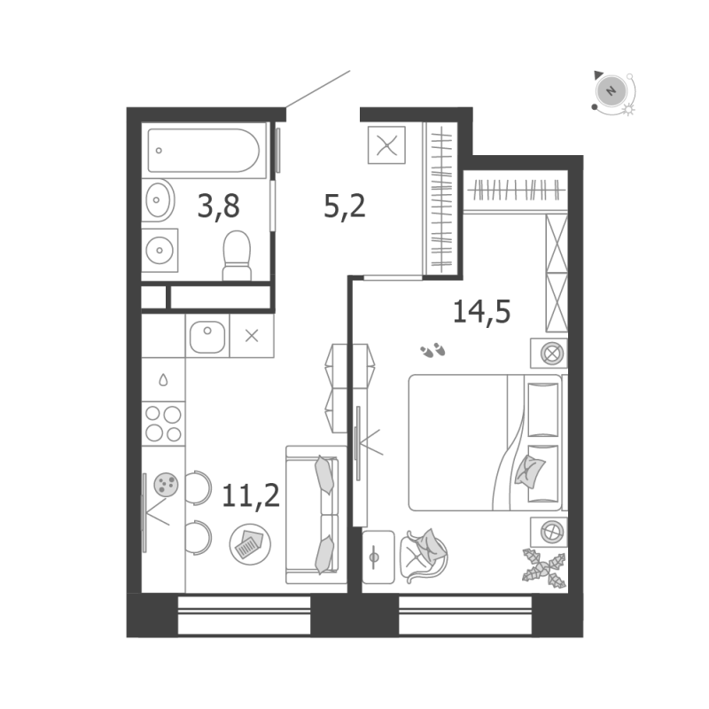 1 ккв 34,7 м²