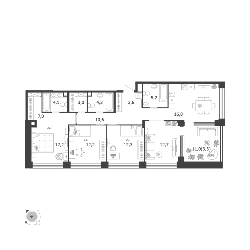 5 ккв (Евро) 107,3 м²